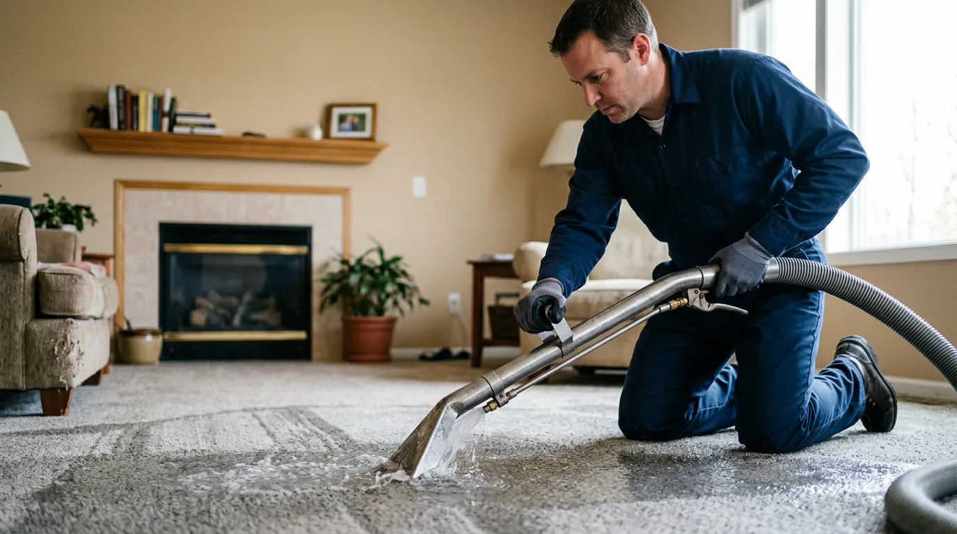 Water damage restoration technician working near Jamaica Plain, MA